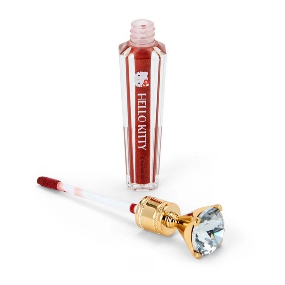 Hello Kitty Strawberry Scent Lip Tint Lip Gloss w Blinged Out Bejeweled Cap NWT